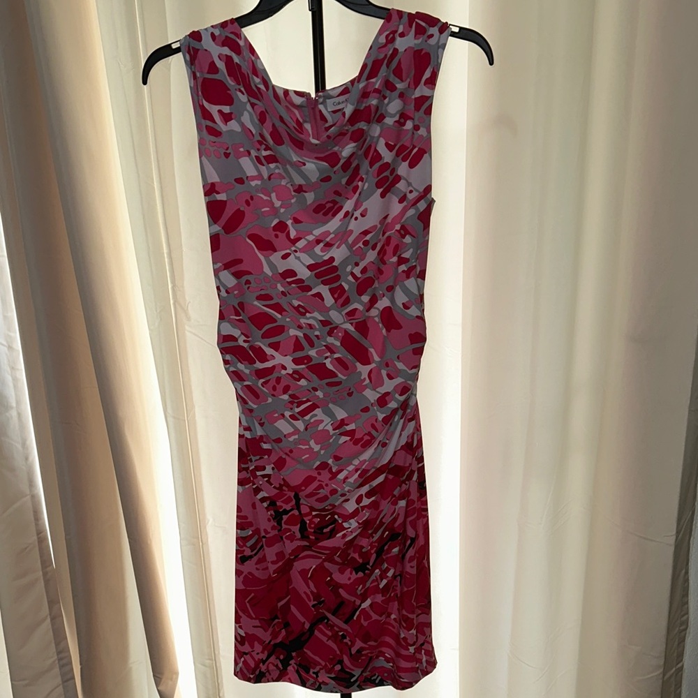 Calvin‎ Klein Pink and Gray Midi Dress